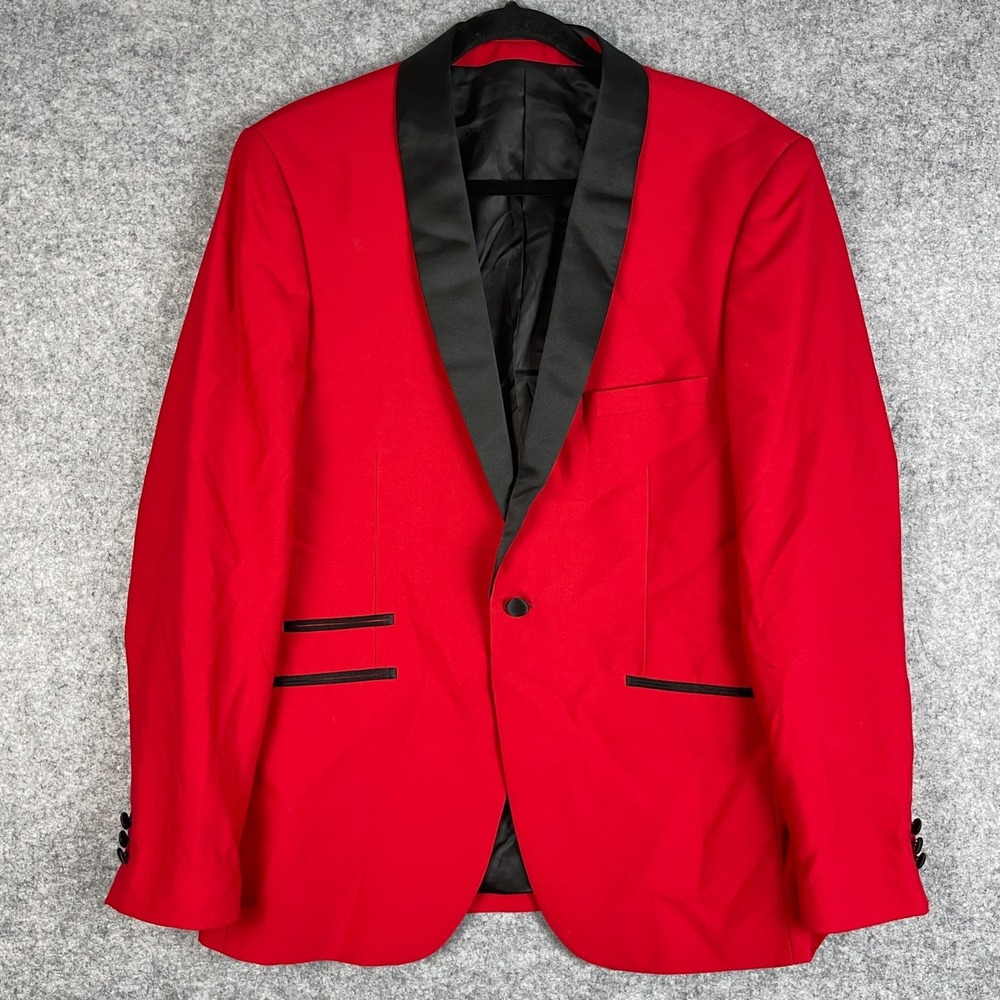 Berragamo Dinner Tux Jacket Blazer Mens 42R Red Slim Fit Shawl Lapel Prom Formal
